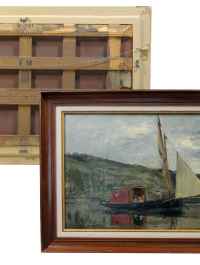 Peinture d'Emile Mathon, le bateau l'Union près de Creil